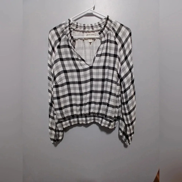 Cloth & Stone Anthropology Black & White Gingham Cinched Womens Small Preppy Y2K - Picture 1 of 7